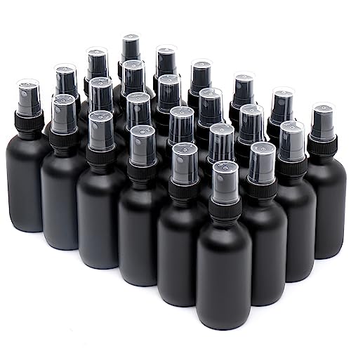 NOOEEISS Frosted Black Glass Small Spray Bottle 2 oz 24 PacksFine Mist Sprayer Small Clear BottlesRefillable Containers mini spray bottles for Cleaning Solutions and Skin Care Frosted Black 24pcs